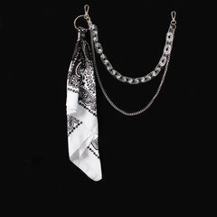 White & Black Paisley Bandana Resin Trousers Chain Pants Chain Biker Kerchief Headscarf Jeans Chains