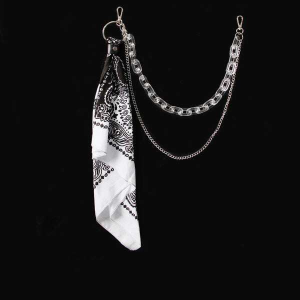 Transparent Paisley Bandana Resin Trousers Chain Pants Chain Biker Kerchief Headscarf Jeans Chains