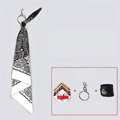 Red&Black Paisley Bandana Pants Chain Kerchief Trousers Chain Biker Headscarf Jeans Chain Pants Chain