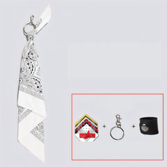 Gray Paisley Bandana Pants Chain Kerchief Trousers Chain Biker Headscarf Jeans Chain Pants Chain