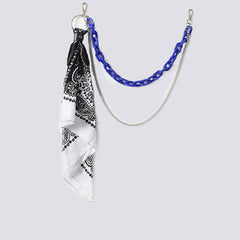 White Paisley Bandana Resin Trousers Chain Pants Chain Biker Kerchief Headscarf Jeans Chains
