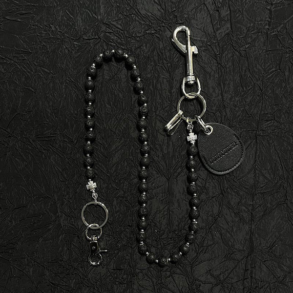 Black Beaded Wallet Chain Beaded Pants Chain Lavastone Bead Wallet Chain - iChainWallets