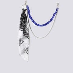 Fluorescent Green Paisley Bandana Resin Trousers Chain Pants Chain Biker Kerchief Headscarf Jeans Chains