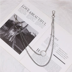 Cute Womens Stars Jeans Chain Silver Double Layers Astronaut Wallet Chains Jeans Chain For Women