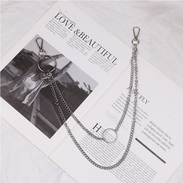 Cute Womens Ring Jeans Chain Silver Double Layers Astronaut Wallet Chains Jeans Chain For Women