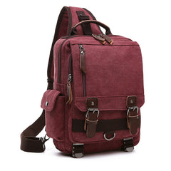 Large Canvas Sling Bag for Big - Burgundy Red