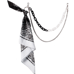 White Paisley Bandana Resin Trousers Chain Pants Chain Biker Kerchief Headscarf Jeans Chains