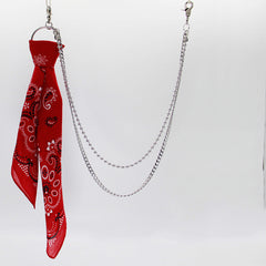 Red&Black Paisley Bandana Trousers Chain Pants Chain Biker Kerchief Headscarf Jeans Chains