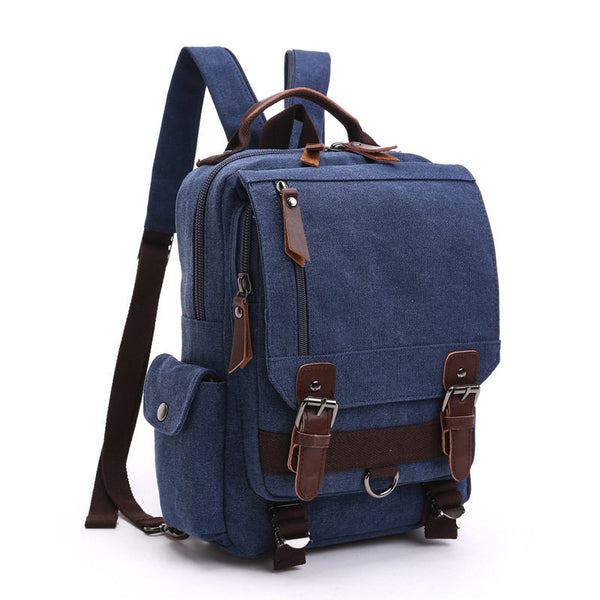 Blue Sling Bag for Big Man –  Convertible Canvas Large Sling Backpack – Large Canvas Sling Bag for Big Guys
