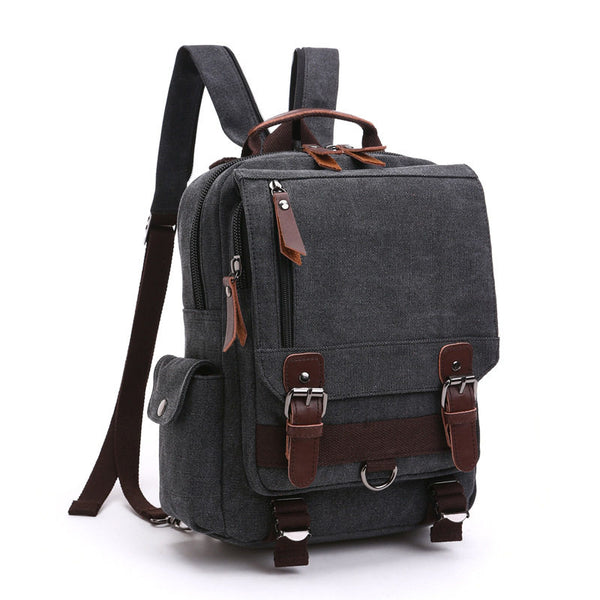 Black Sling Bag for Big Man –  Convertible Canvas Large Sling Backpack – Large Canvas Sling Bag for Big Guys