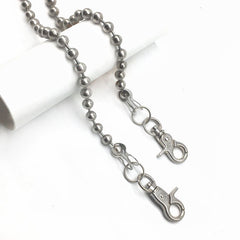 Silver Mens Long Bead Wallet Chain Biker Wallet Chain Bead Silver Pants Chain For Men