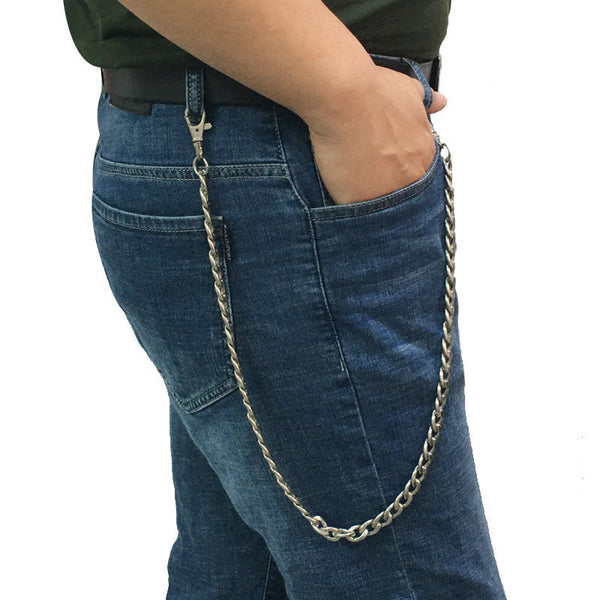 Silver Mens Long Wallet Chain Biker Wallet Chain Cool Silver Pants Chain For Men