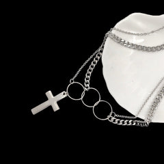 Silver Mens Cross Wallet Chain Double Unique Biker Wallet Chain Double Necklace Chain For Women