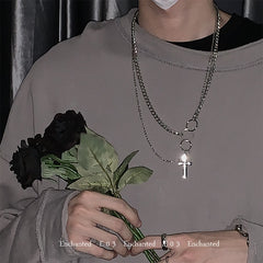 Silver Mens Cross Wallet Chain Double Biker Wallet Chain Unique Double Necklace Chain For Women