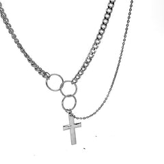 Silver Mens Cross Wallet Chain Double Unique Biker Wallet Chain Double Necklace Chain For Women