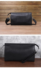 Black Leather Crossbody Bag For Men