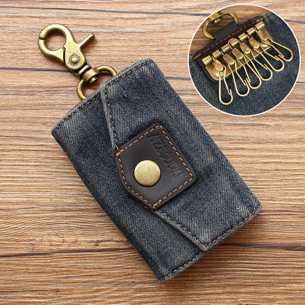 Cool Denim Mens Keys Wallet Denim Key Holders With Belt Clip for Women