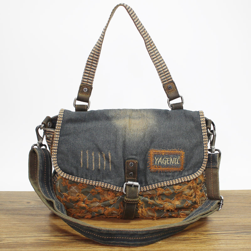 Denim Side Bags Womens Blue Denim Messenger Bag Vintage Denim Shoulder Bags For Women