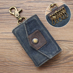 Cool Denim Mens Keys Wallet Denim Key Holders With Belt Clip for Women