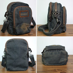 Blue Denim Mens Small Vertical Shoulder Bags Denim Side Bag Vintage Messenger Bag For Women