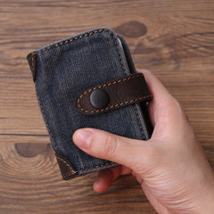 Blue Denim Bifold Mens Card Wallet Denim Card Holders Card Wallet For Women