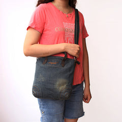 Blue Denim Small Tote Bags Denim Small Tote Side Bags Vintage Small Messenger Bag For Women