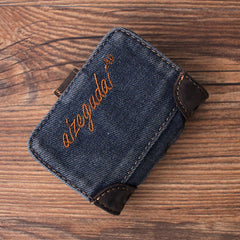 Black Denim Bifold Mens Card Wallet Denim Card Holders Card Wallet For Women