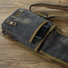 Black Denim Mens Small Shoulder Bag Sling bag Denim Chest Bag Sling Pack For Men