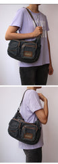 Black Denim Side Bag Mens Denim Vintage Messenger Bag Vintage Denim Crossbody Bags For Women