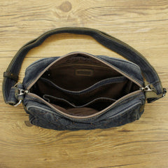 Black Denim Womens Small Quilted Shoulder Bags Denim Vintage Side Bag Quilted Messenger Bag For Men