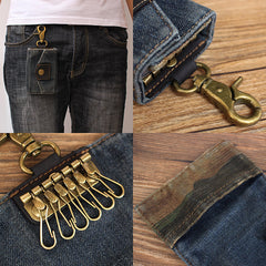 Fashion Denim Mens Keys Wallet Denim Key Holders With Belt Clip for Women