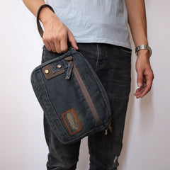 Blue Denim Mens Clutch bag Small Shoulder Bag Denim Small Messenger Bag For Men