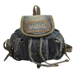 Vintage Denim Blue Womens Backpack School Backpack Blue Denim Laptop Backpacks For Womens