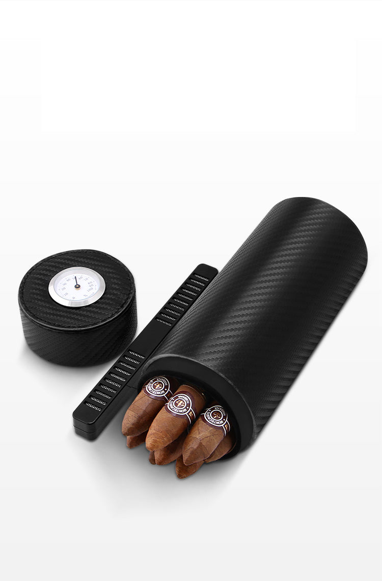Best Black Eco Carbon Fibre Mens Tube Cigar Cases Carbon Fibre Cigar Cases for Men