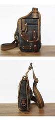 Army Green Denim Mens Small Shoulder Bag Sling bag Denim Chest Bag Sling Pack For Men