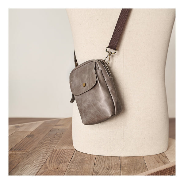 Cool Black Leather Mens Small Messenger Bag Courier Bag Chest Bag Phone Side Bag for men - imessengerbags