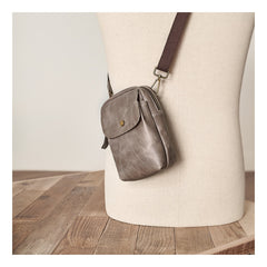 Cool Black Leather Mens Small Messenger Bag Courier Bag Chest Bag Phone Side Bag for men - imessengerbags