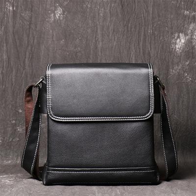 Black LEATHER MEN'S Vertical Side bag  Vertical MESSENGER BAG Small Courier Bag FOR MEN - imessengerbags