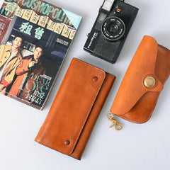 Tan Cool Leather Mens Long Wallet Black Bifold Wallet Long Wallet Brown Phone Wallet For Men