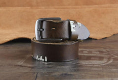 Genuine Leather Punk Rock Biker Trucker Mens Belt Men Black Coffee Belt for Men