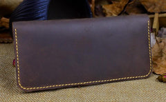 Handmade Leather Mens Cool Travel Long Wallet Card Holder Card Slim Clutch Wallets for Men - imessengerbags