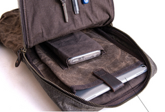 Canvas Leather Mens Cool Chest Bag Sling Bag Crossbody Bag Travel Bag Hiking Bag for men - imessengerbags