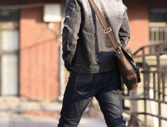 Handmade Leather Mens Cool Shoulder Bag Messenger Bag Chest Bag Bike Bag Cycling Bag for men - imessengerbags