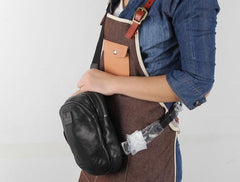 Genuine Leather Mens Cool Chest Bag Sling Bag Crossbody Bag Travel Bag Hiking Bag for men