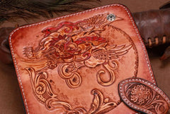 Handmade Leather Kylin Mens Chain Biker Wallet Cool Leather Wallet With Chain Wallets for Men - imessengerbags