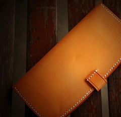 Handmade Leather Men Slim Cool Leather Wallet Long Phone Clutch Wallets for Men - imessengerbags