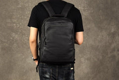 Genuine Leather Mens Cool Backpack Sling Bag Large Black Travel Bag Hiking Bag for men