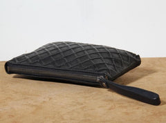 Genuine Leather Mens Clutch Cool Slim Wallet Zipper Clutch Wristlet Wallet for Men