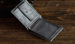 Genuine Leather Mens Cool billfold Leather Wallet Men Small Wallets Bifold for Men - imessengerbags