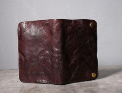 Handmade Genuine Leather Mens Cool Slim Leather Wallet Men Small Wallets Bifold for Men